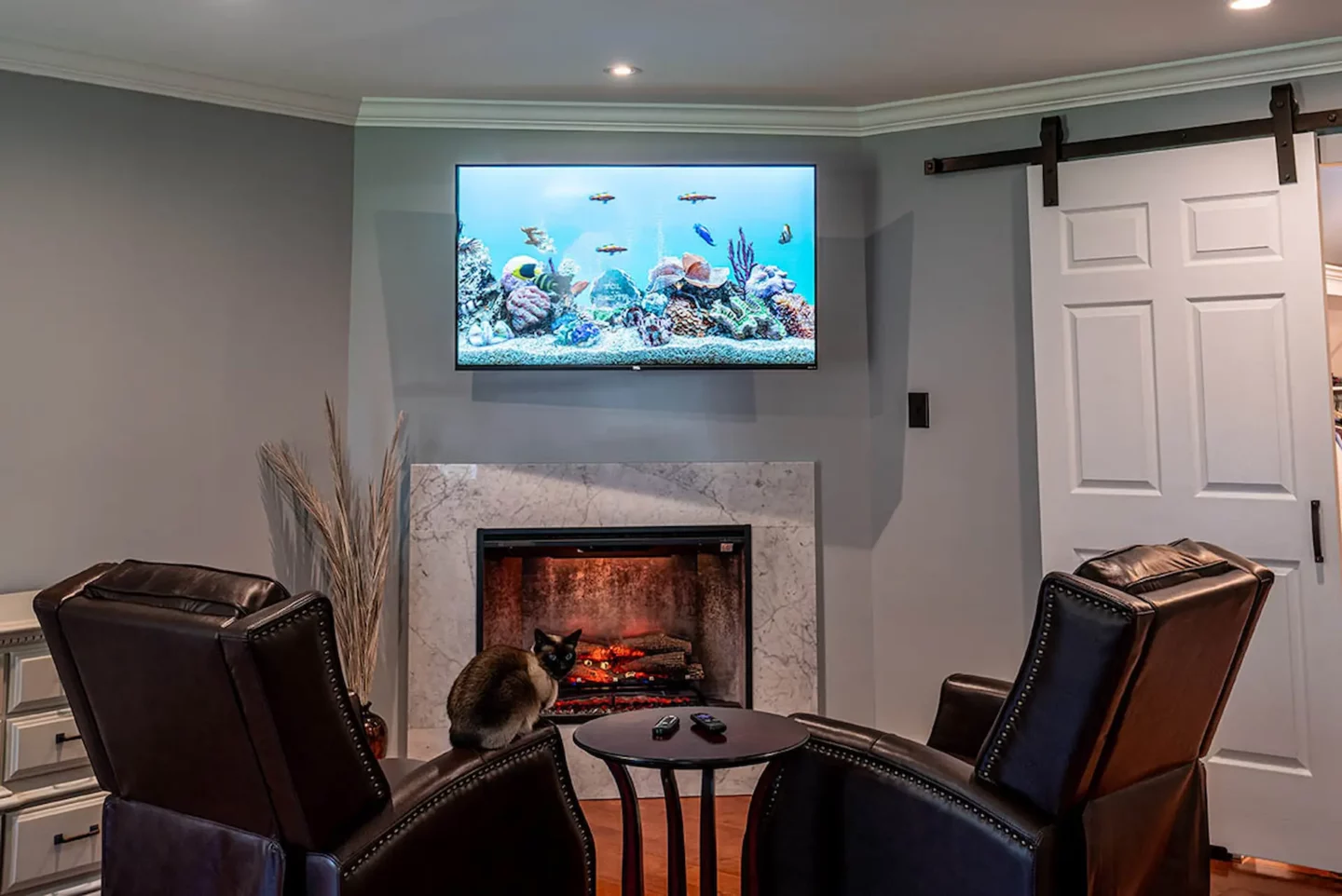 Cozy relaxation fire room in North Wales home remodel