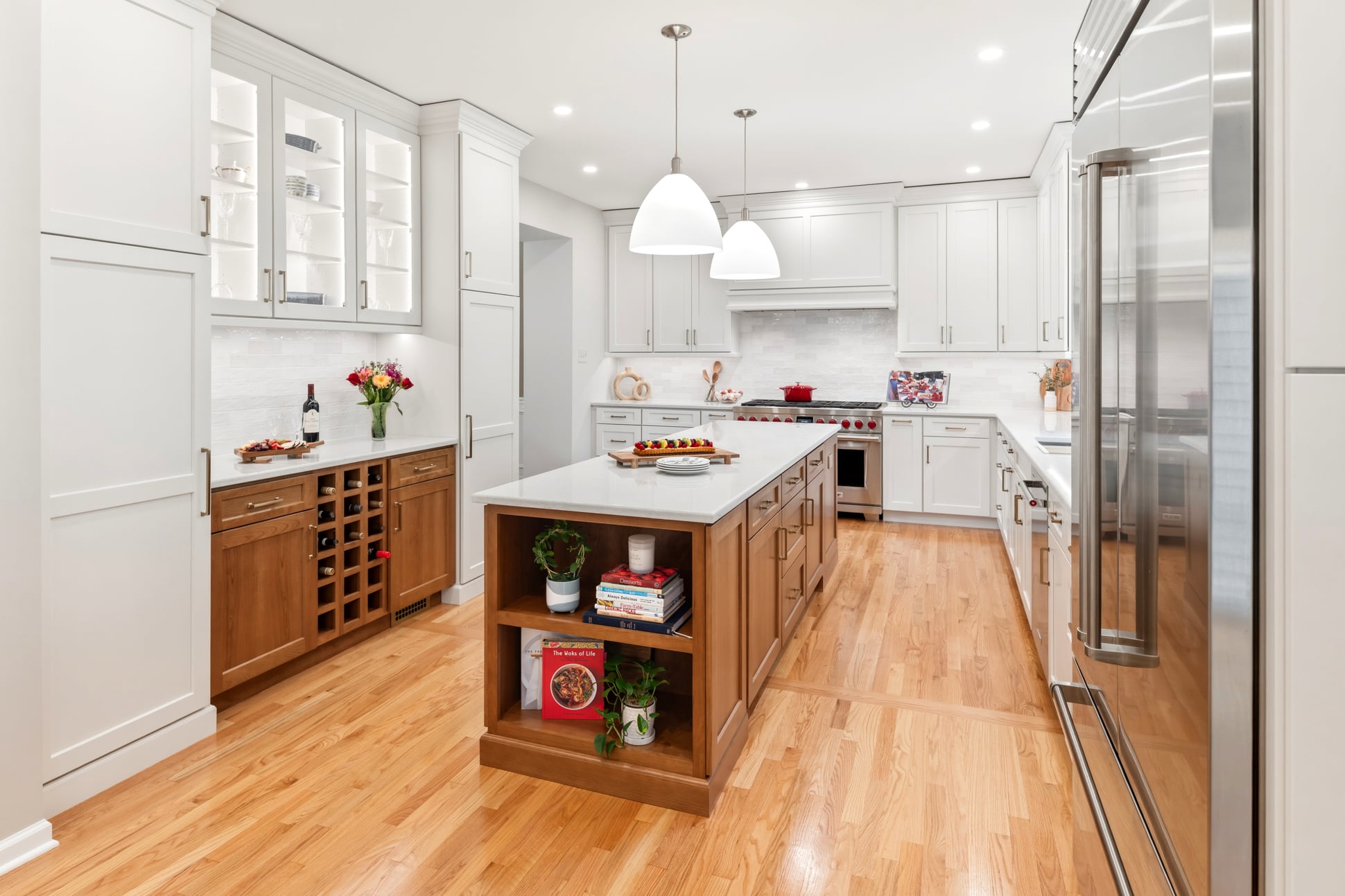 Custom kitchen remodel in North Wales PA featuring white cabinetry and large island