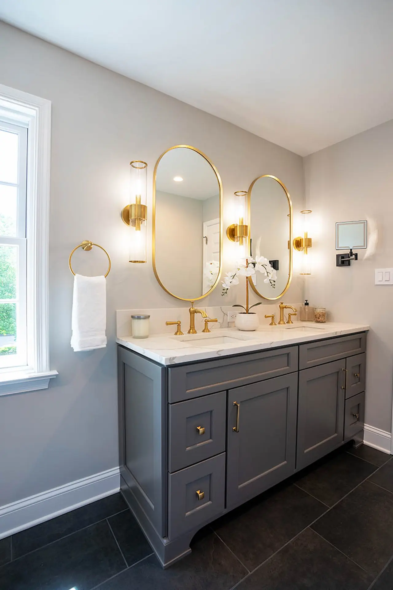 Far view of vanity area in Lower Gwynedd Primary Bathroom