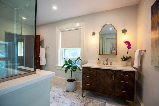 Single sink vanity in Lansdale bathroom remodel