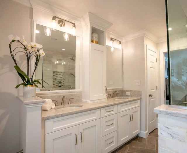 Double sink vanity in Souderton bathroom remodeled by Custom Craft