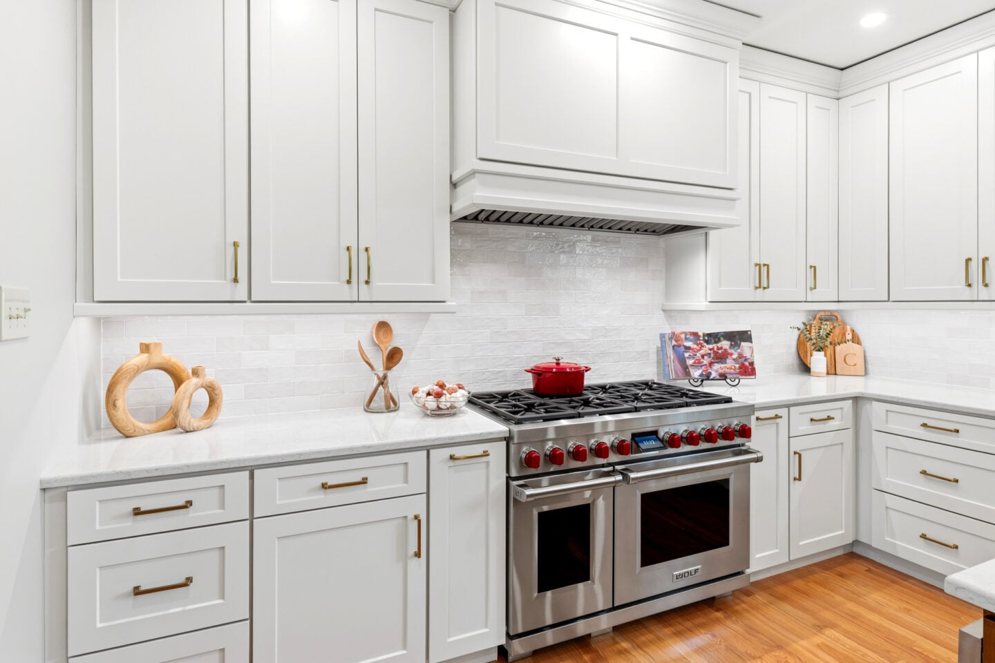 Professional Wolf range featured in a custom North Wales kitchen remodel