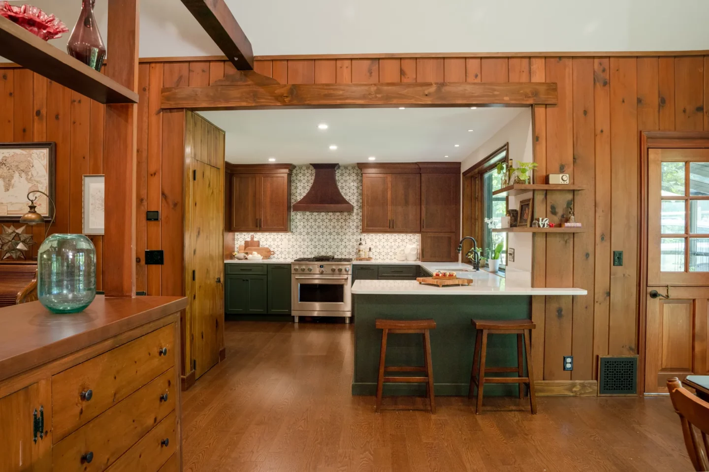 Open-concept kitchen and dining area designed for improved flow during this Lansdale whole home remodel.